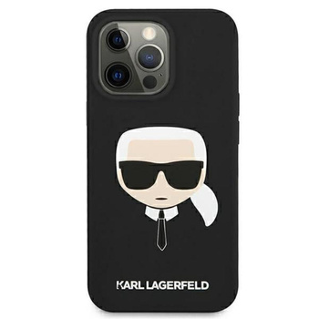 Silikonové pouzdro Karl Lagerfeld Iconic Karl`s Head - iPhone 13 Mini (černé)